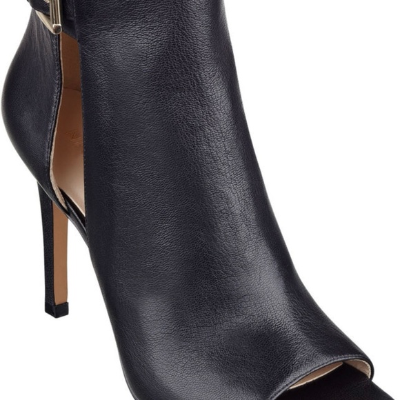 Nine West Kirsten Peep Toe Black Leather Bootie Size 8 - Picture 2 of 6